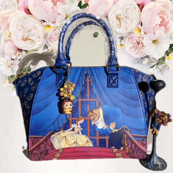 NWT Loungefly Disney Beauty & The Beast Satchel Bag, Wallet & CHARM - Picture 13 of 14